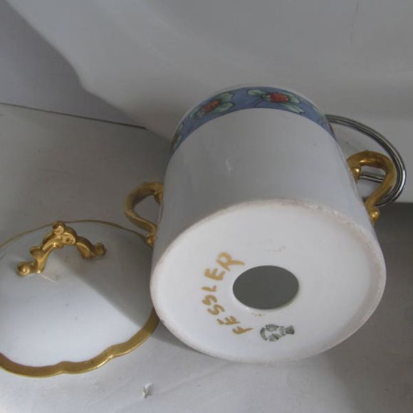 Hand painted Porcelain Jam Jar Condensed Milk Container Fessler Vienna Austria - Picture 2 of 5